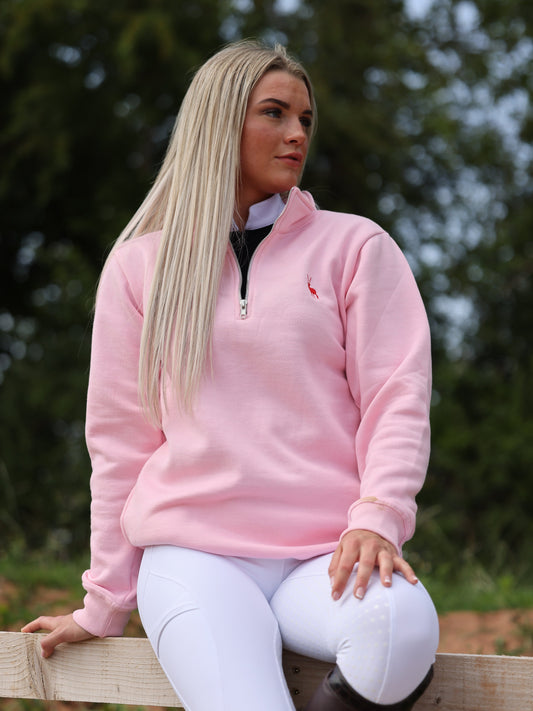 Slimbridge Quarter zip Pink with pockets