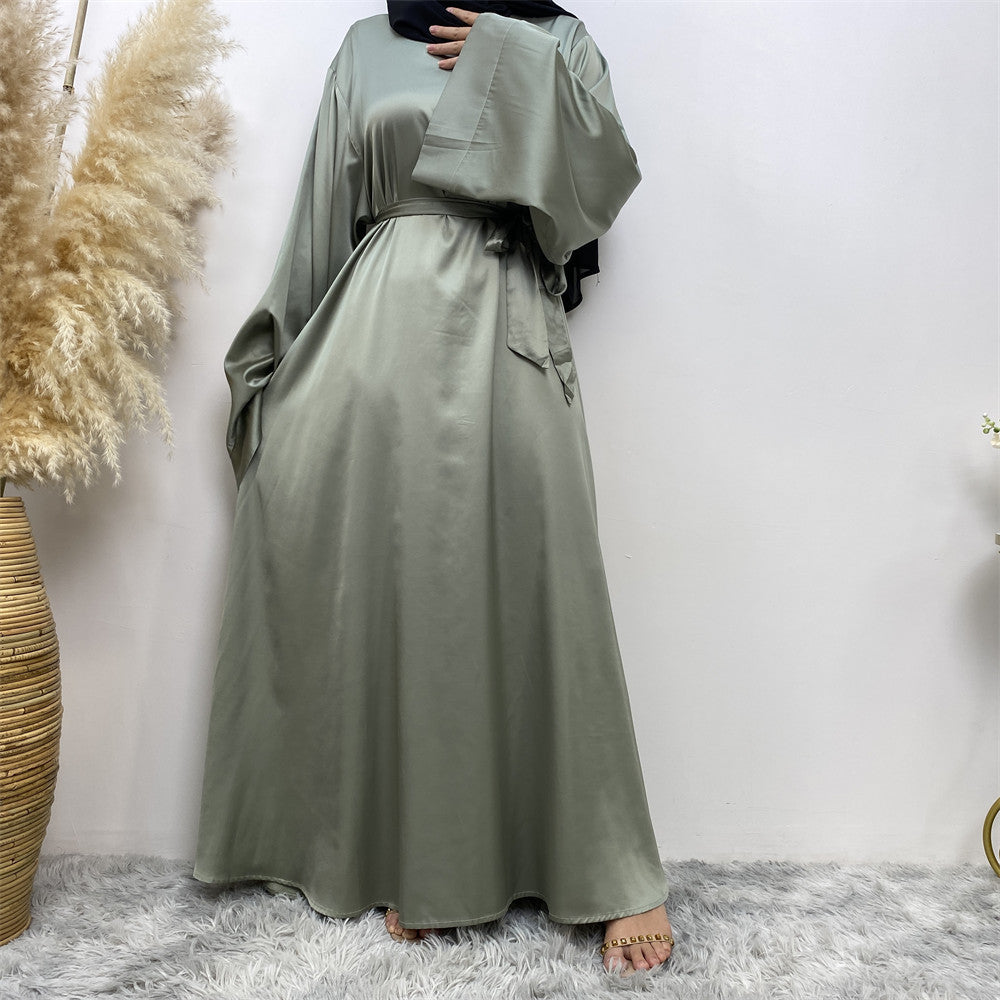 Women's Lace Up Satin Abaya
