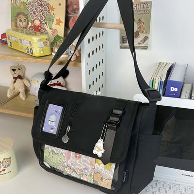 Canvas Crossbody Handbag | Soft Canvas Bag Black without pendant