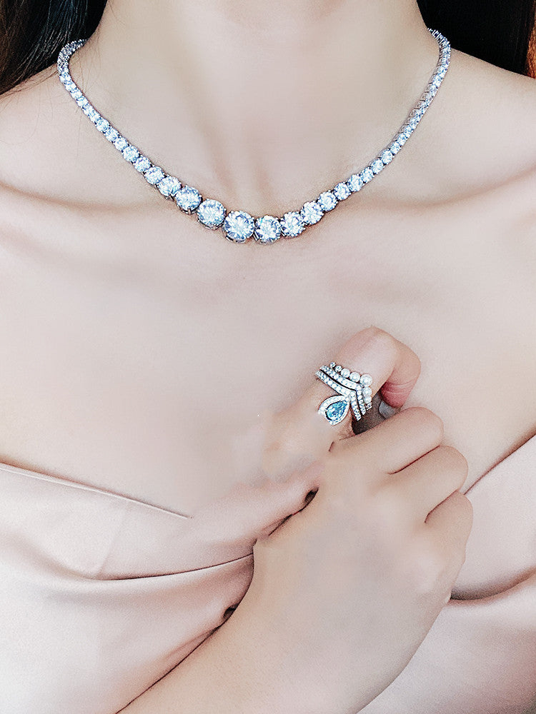 Diamond Necklace For Women - Moissanite 925 Sterling Silver Single Row