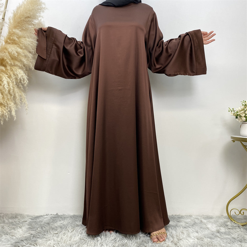 Women's Lace Up Satin Abaya