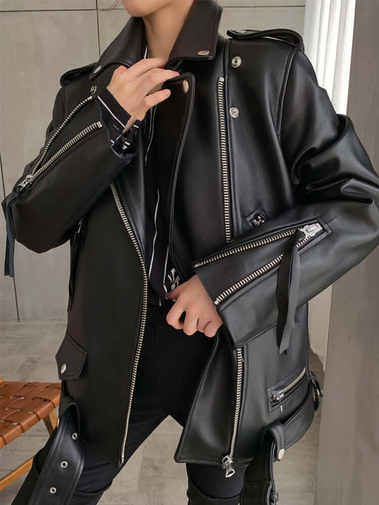 Women's Sheepskin Casual Jacket | Smooth Zipper Placket