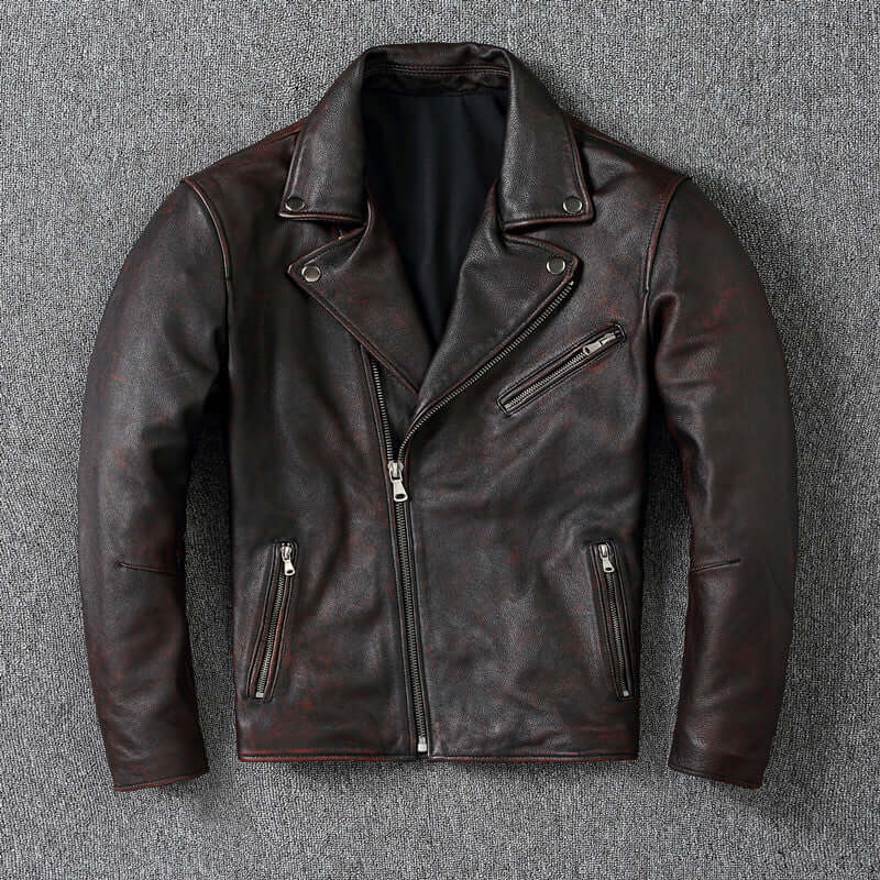 Bikers Leather Jacket for Men | Warmth & Style Red brown