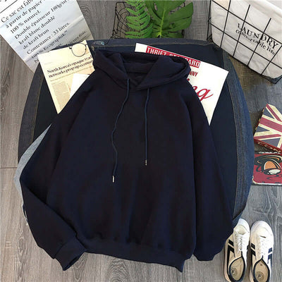 Women And Men's Solid Color Hoodie Black