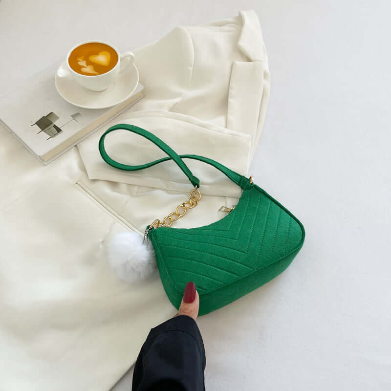 Casual Solid Color Shoulder Bag Green
