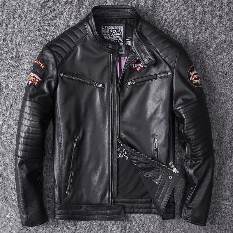 Mens Genuine Leather Skull Biker Jacket UK | Leather Jacket for Men