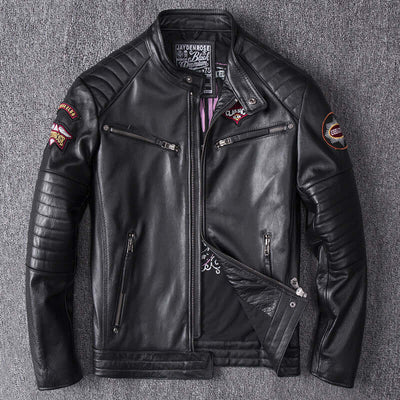 Mens Genuine Leather Skull Biker Jacket UK | Leather Jacket for Men