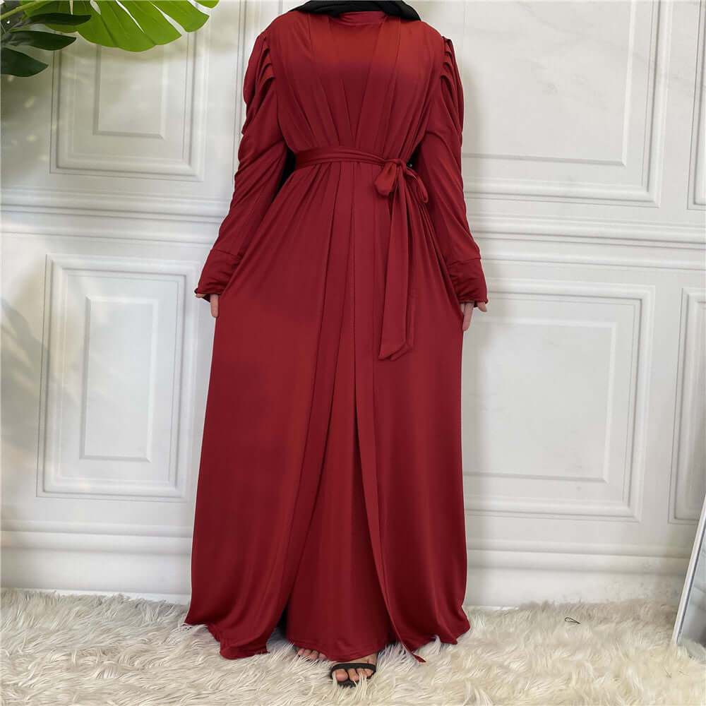 Riwa Cardigan Abaya – Everyday Modest Wear UK Purplish red Cardigan
