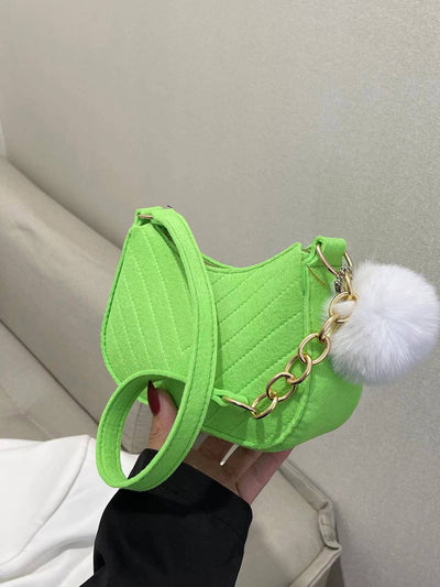 Casual Solid Color Shoulder Bag Fluorescent Green