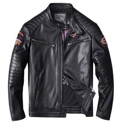Mens Genuine Leather Skull Biker Jacket UK | Leather Jacket for Men