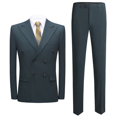 Two Piece Double Breasted Slim Fit Business Suit for Men