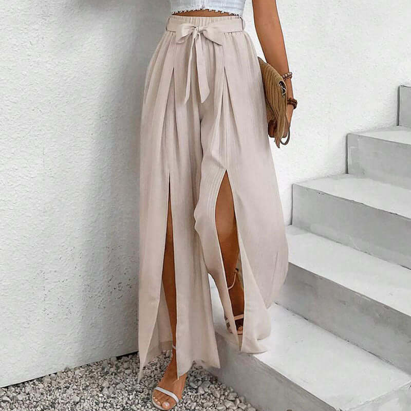 High Waist Wide Women's Slit Casual Pants