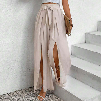 High Waist Wide Women's Slit Casual Pants