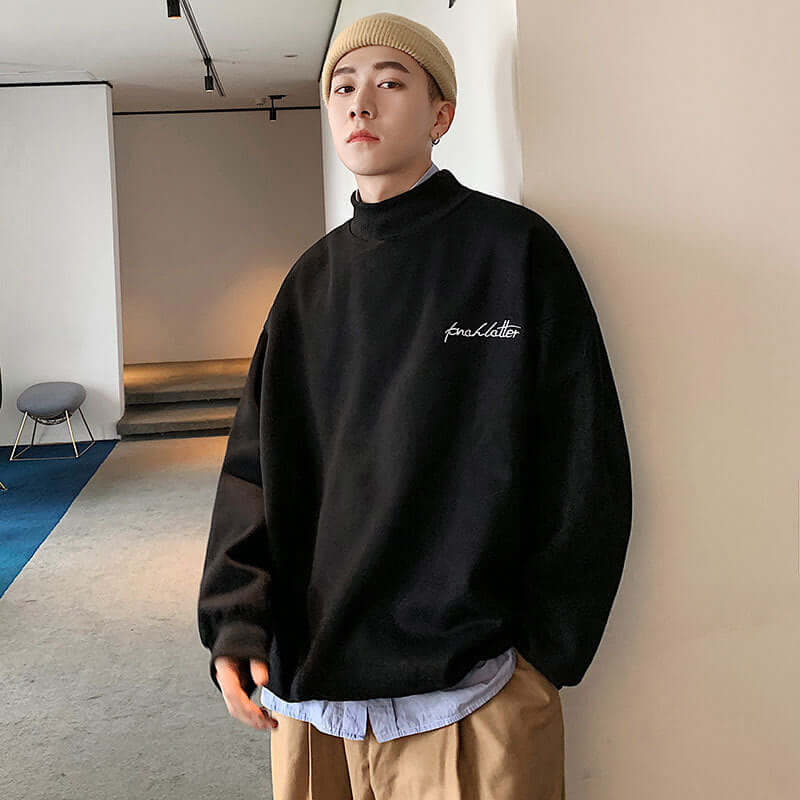 Half Turtleneck Cotton Loose Top