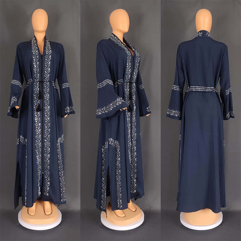Tetreem Open Abaya - Stylish Front-Open Abaya Blue