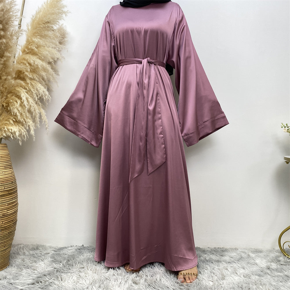 Women's Lace Up Satin Abaya