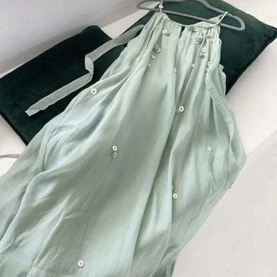 Women's Fashion Temperament Thin Halter Dresses Green