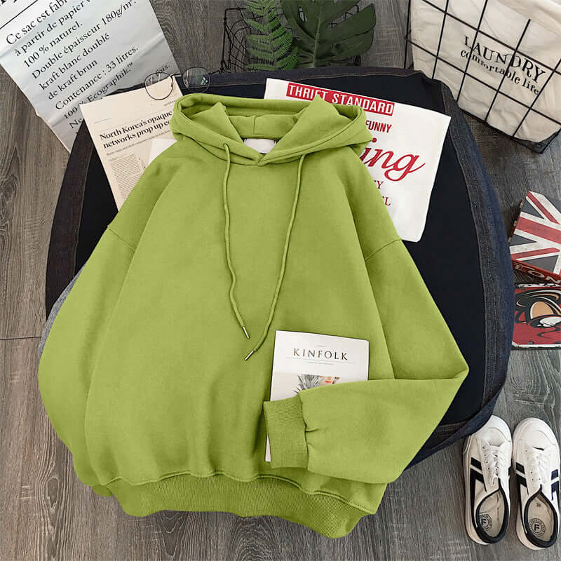 Women And Men's Solid Color Hoodie Fruit Green