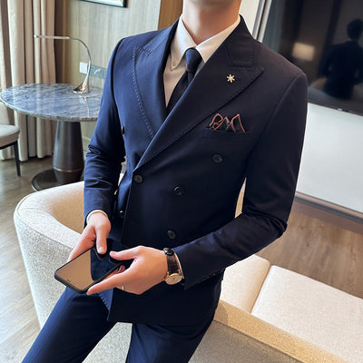 Double Breasted Business Slim Fit Suit for Men