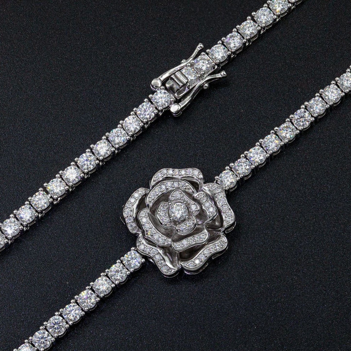 925 Silver Set Moissani Rose Necklace for Women