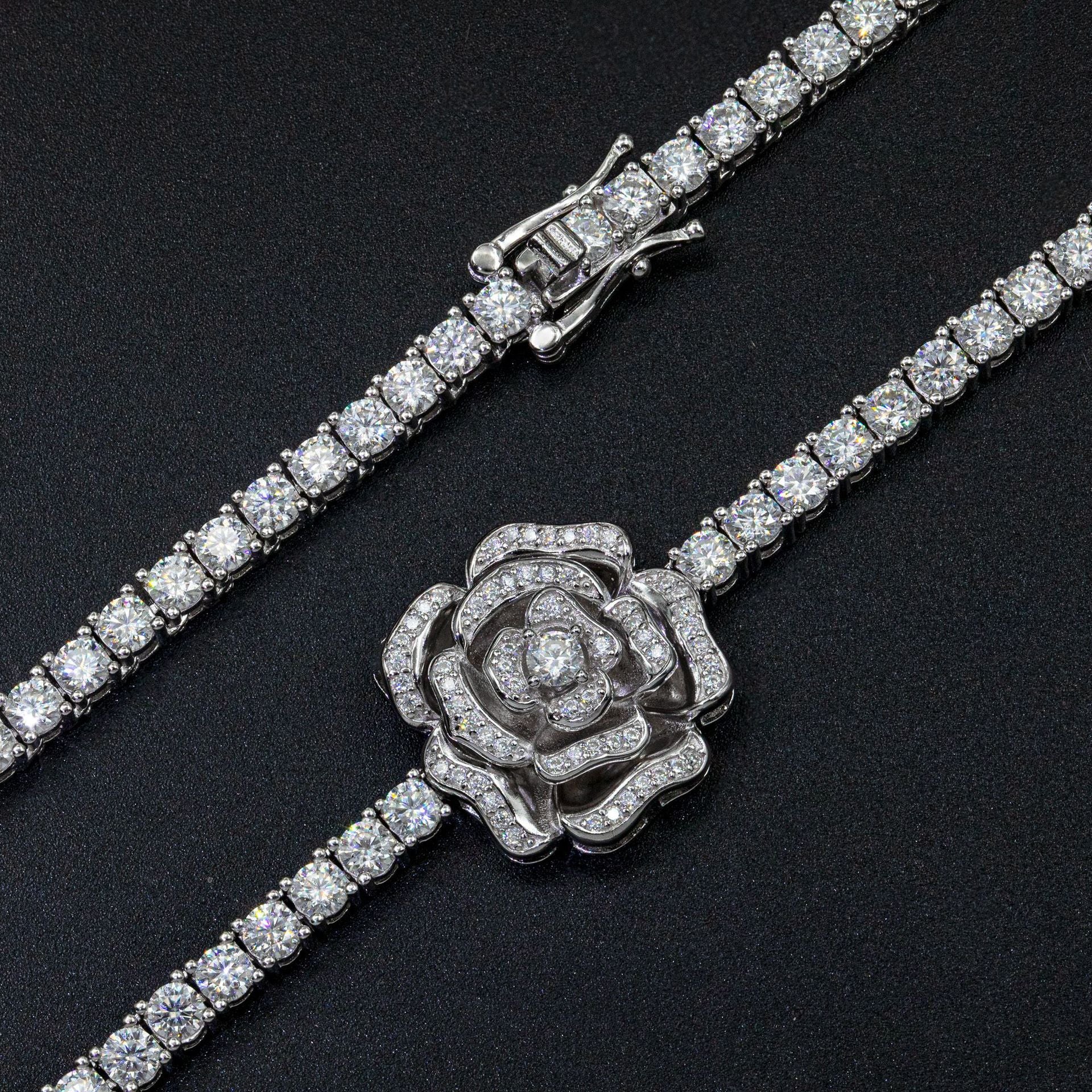 925 Silver Set Moissani Rose Necklace for Women
