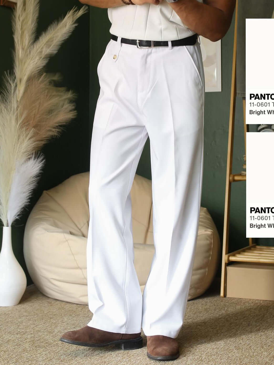 Men's Classic Polyester Regular Fit Pants White
