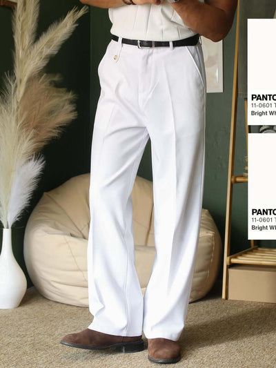 Men's Classic Polyester Regular Fit Pants White