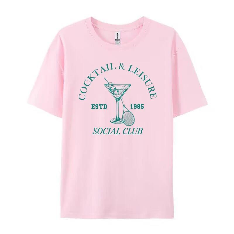 Cocktail Printed Cotton T-Shirt | Over Sized T-Shirt UK