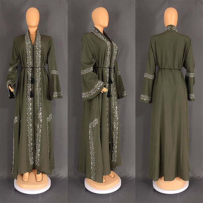 Tetreem Open Abaya - Stylish Front-Open Abaya Green