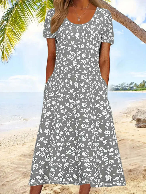 A-Line Floral Midi Dress for Women XKLYQ SX4050