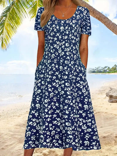 A-Line Floral Midi Dress for Women XKLYQ SX4053