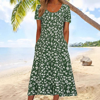 A-Line Floral Midi Dress for Women