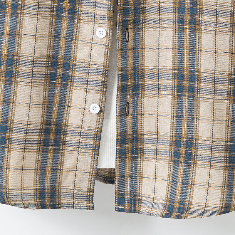 Casual Plaid Hooded Shirt Flannel Jacket for Men