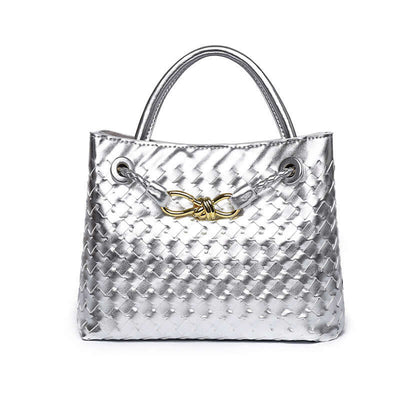 Woven Leather Bag | Women's Urban Simplicity Silver