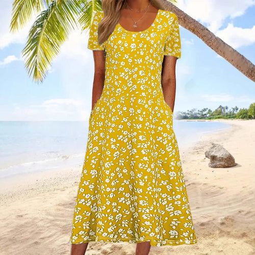 A-Line Floral Midi Dress for Women