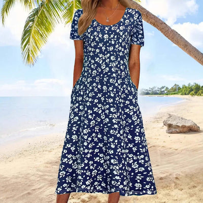A-Line Floral Midi Dress for Women