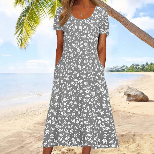 A-Line Floral Midi Dress for Women