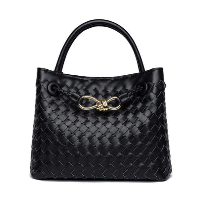 Woven Leather Bag | Women's Urban Simplicity Black