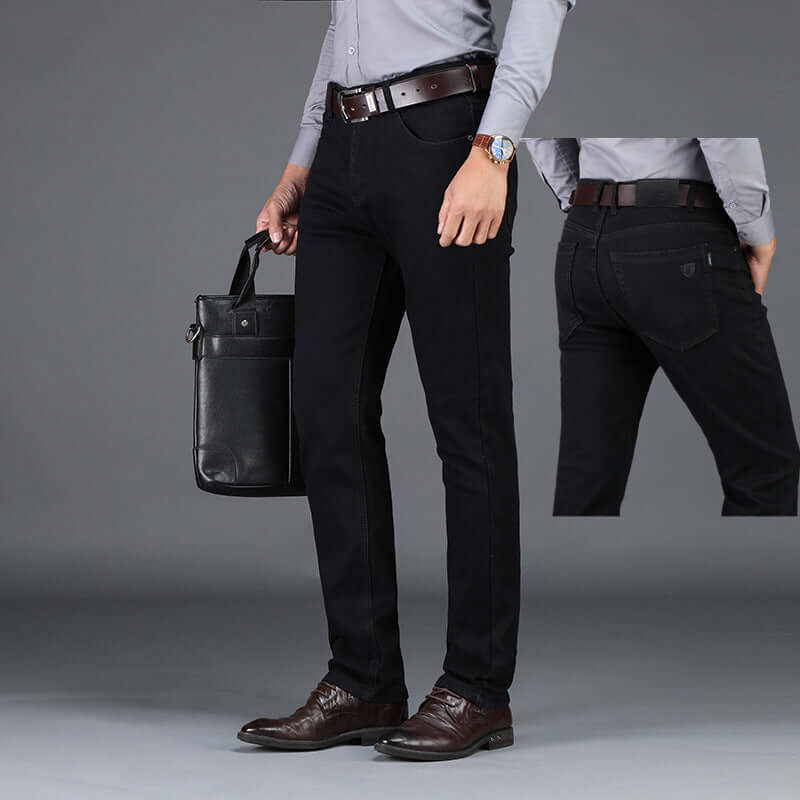 Men's Black Denim Straight Jeans 6208H Black