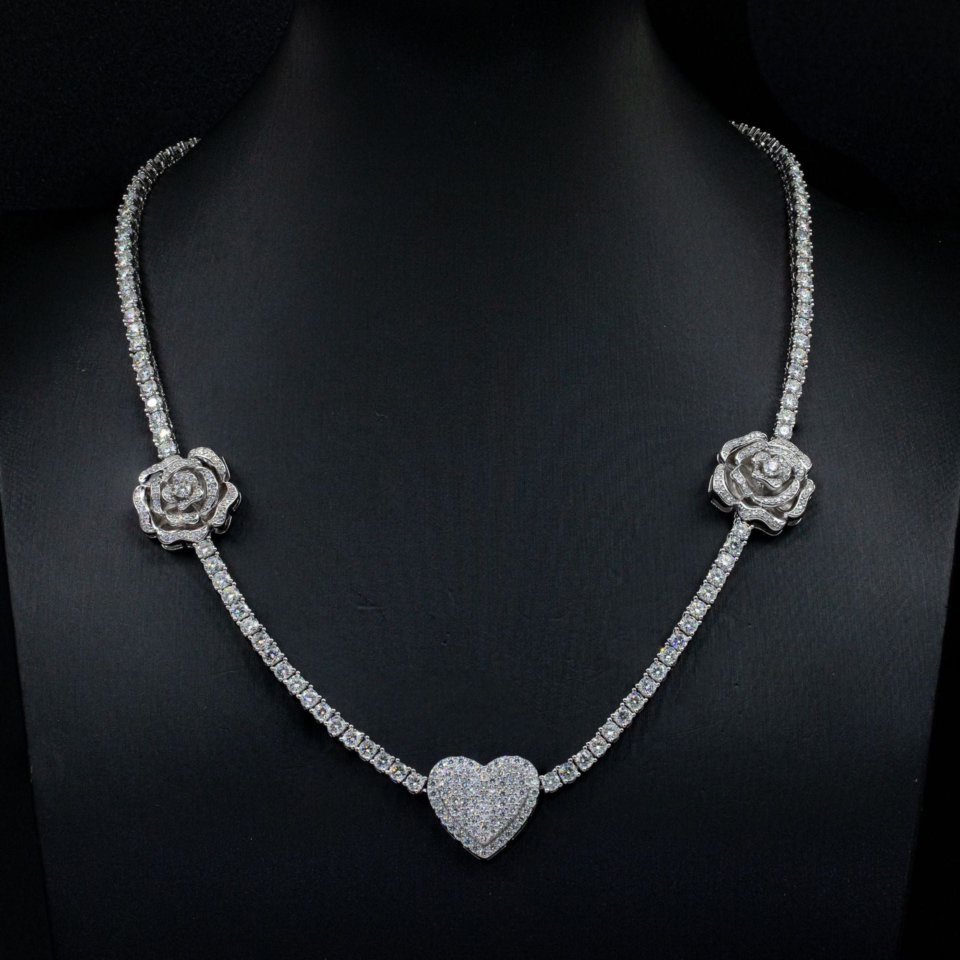 925 Silver Set Moissani Rose Necklace for Women