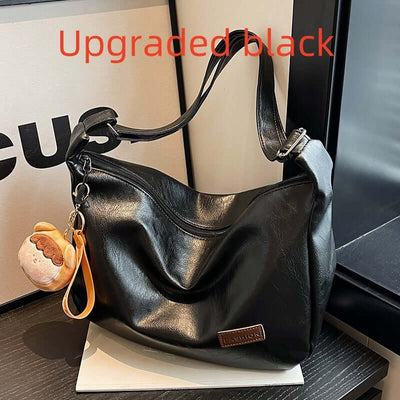 Women's Daily Commute Shoulder Messenger Bag Upgraded Black with Pendant