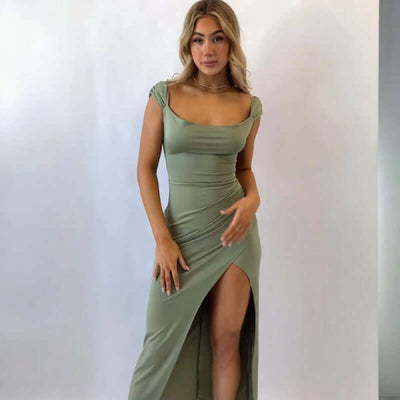 Square Neck Maxi Dress | High-Waist Lace-Up Dress UK