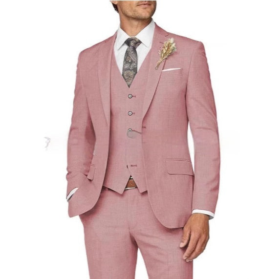 Men's Business Wear Three Piece Suit - Beige