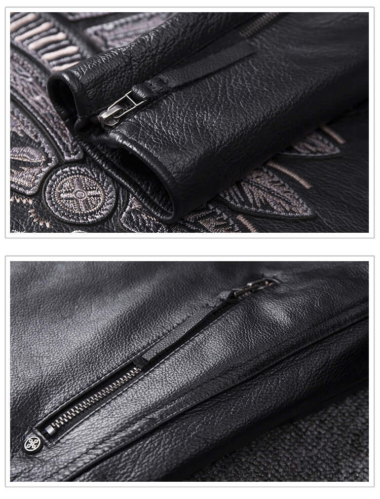 Mens Genuine Leather Skull Biker Jacket UK | Leather Jacket for Men