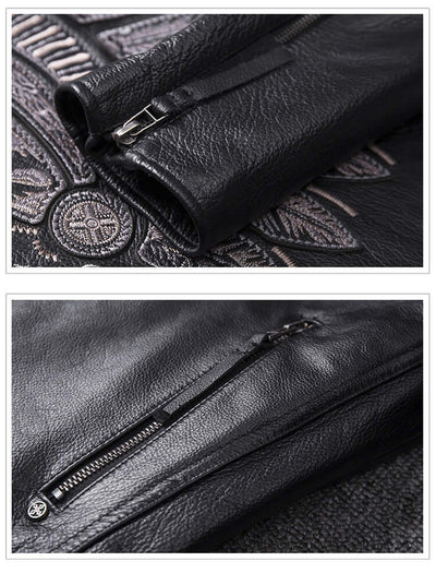 Mens Genuine Leather Skull Biker Jacket UK | Leather Jacket for Men