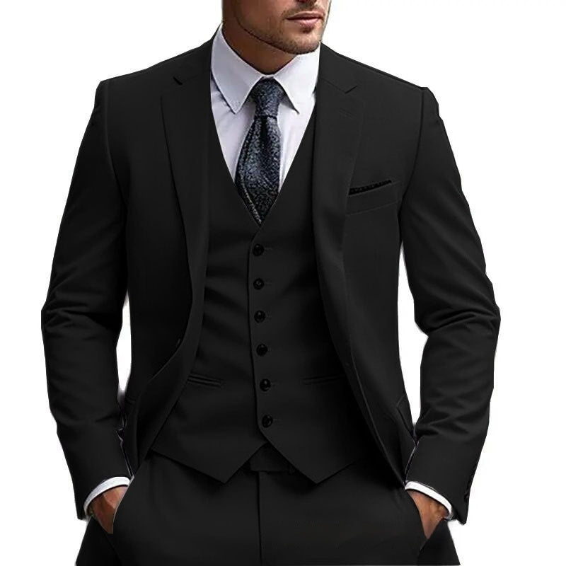 Men's Classic Fit Three Piece Suit Black
