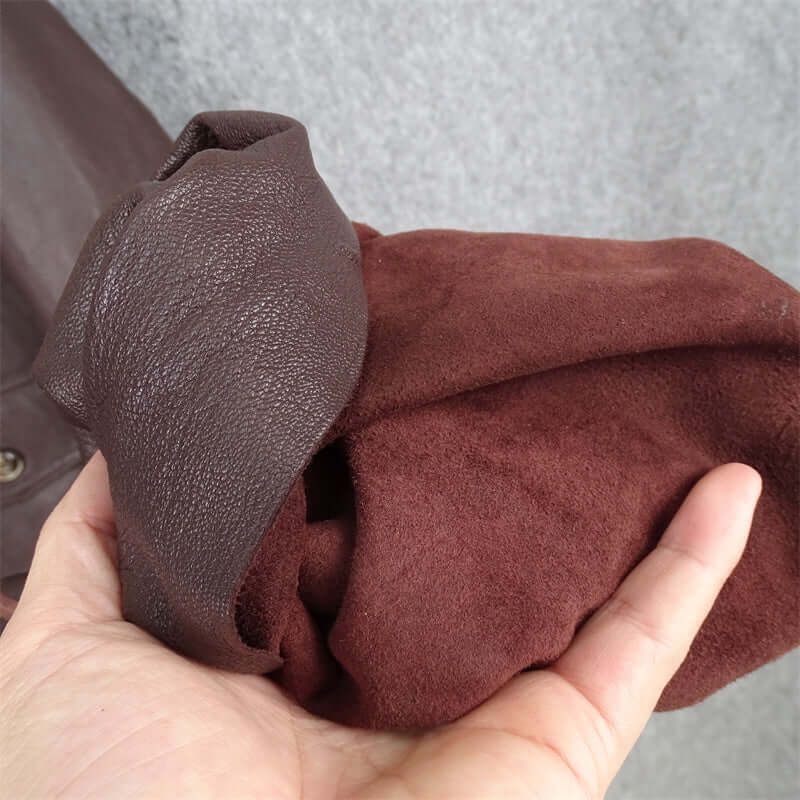 Detachable Fur Collar Cowhide Leather Jacket