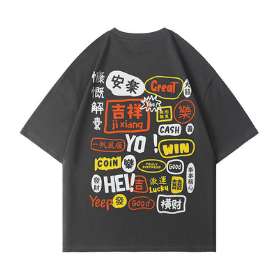 T-Shirt for Men & Women - Harajuku Graffiti T-Shirt UK Dark Grey
