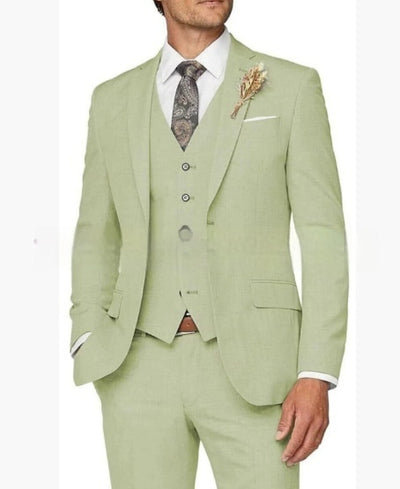 Mens Slim Fit Business Three Piece Suit UK Grass Green