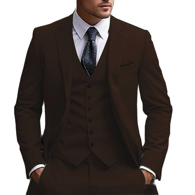 Men's Classic Fit Three Piece Suit Brown